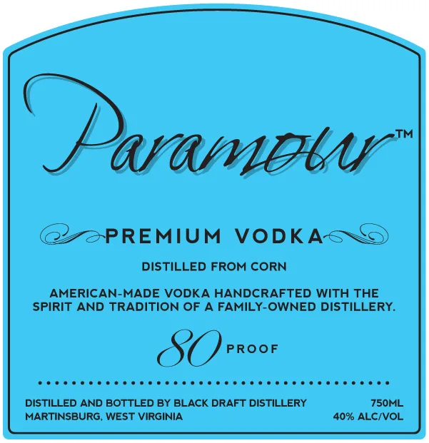 Black Draft Paramour Premium Vodka label