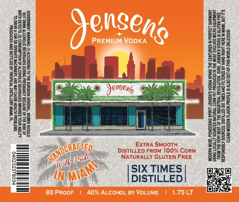 Jensen’s Premium Vodka label