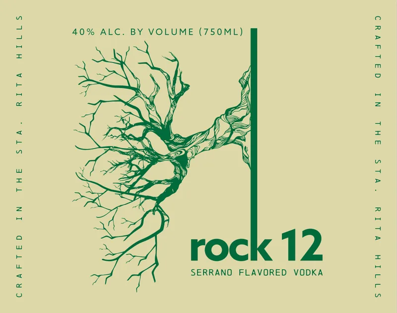 Rock 12 Serrano Flavored Vodka label