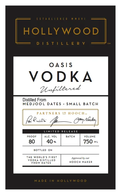 Oasis Vodka label