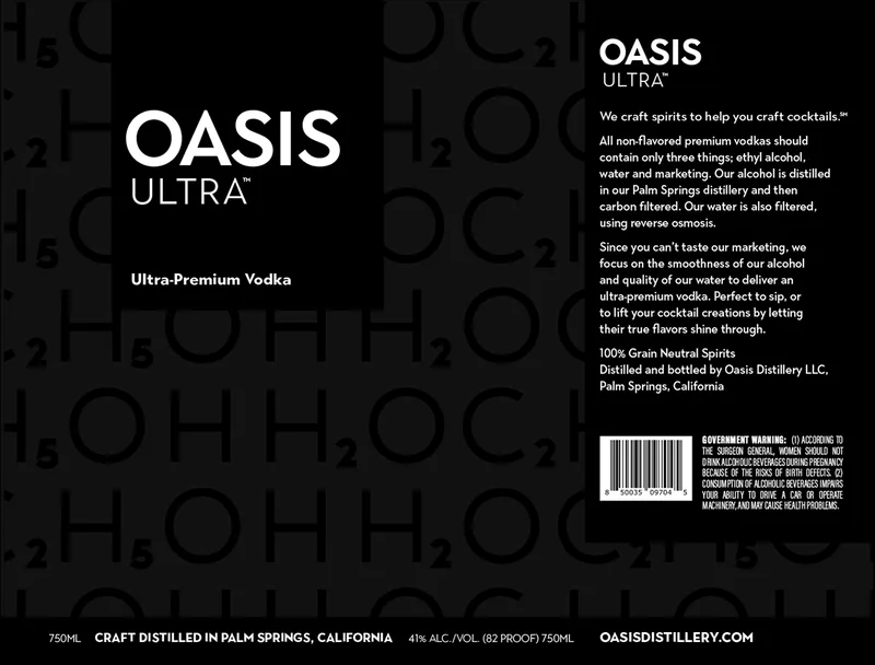 Oasis Distillery Oasis Ultra label