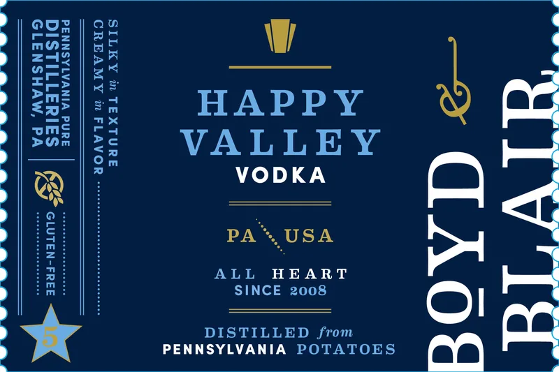 Boyd & Blair Happy Valley Vodka label