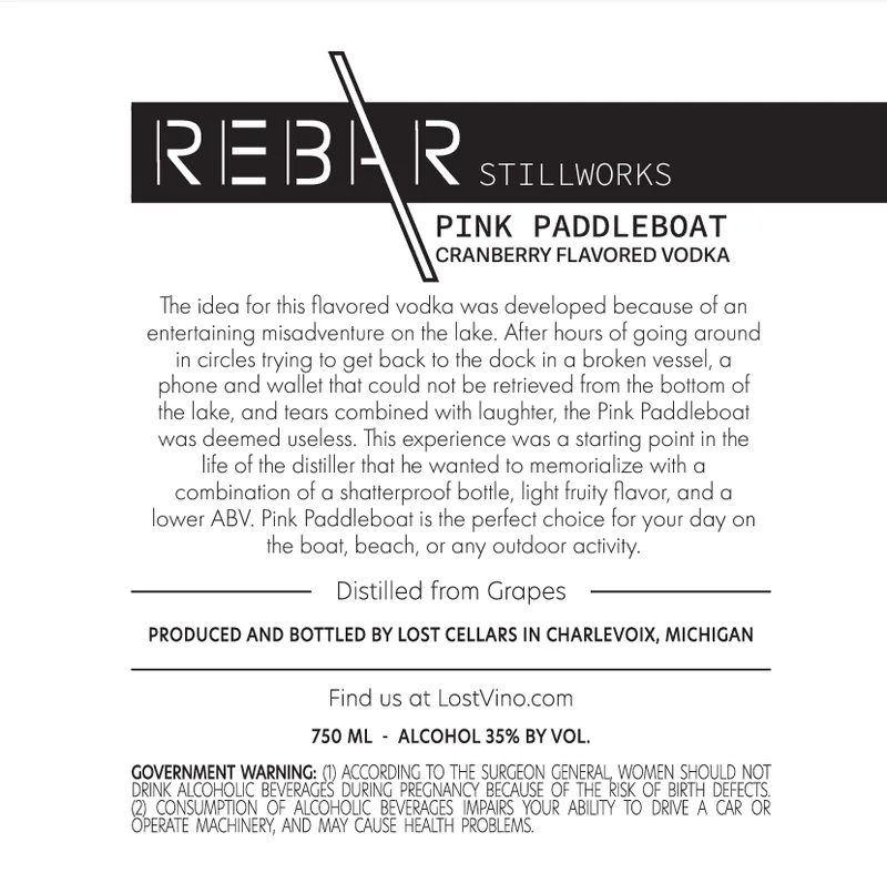 Rebar Stillworks Pink Paddleboat label