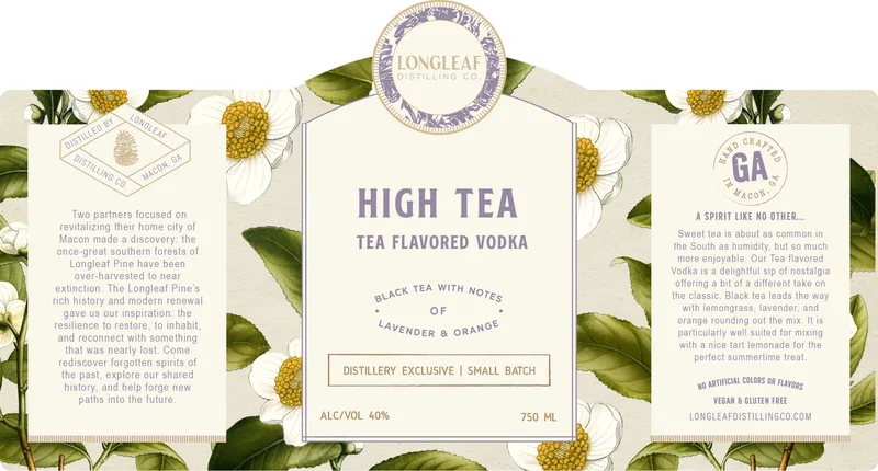 Longleaf Distilling CO. High Tea label