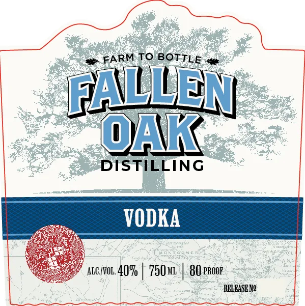 Fallen Oak Distilling label