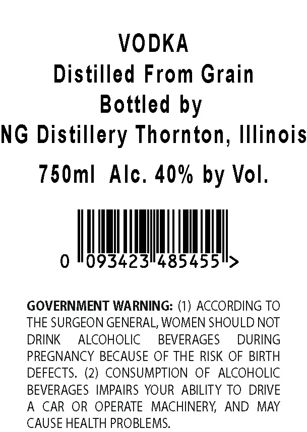 Ng Distillery label
