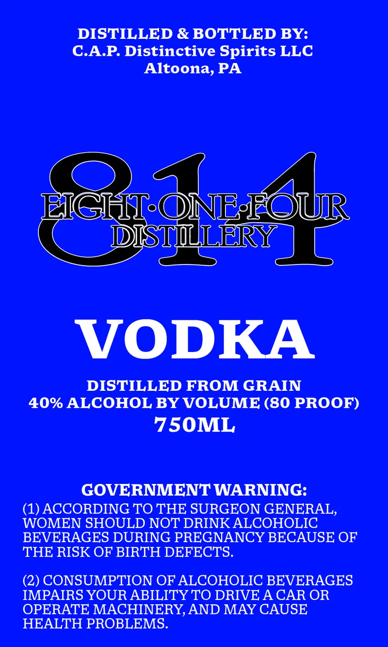 Eight One Four Distillery label