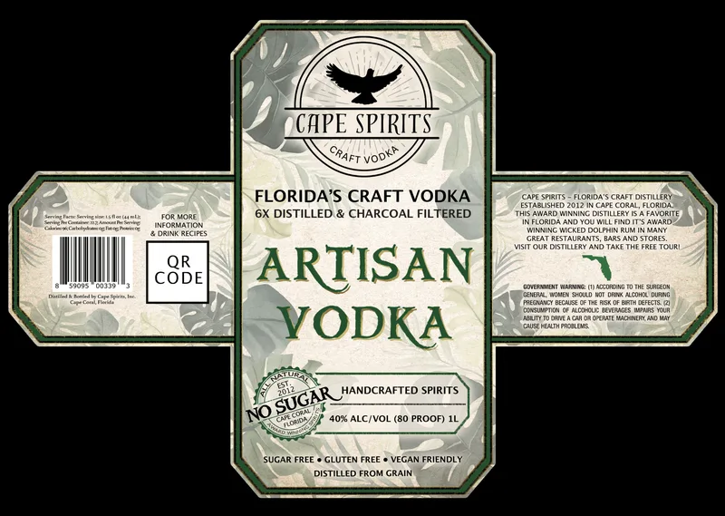 Cape Spirits Artisan Vodka label