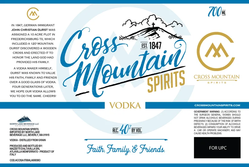 Cross Mountain Spirits label