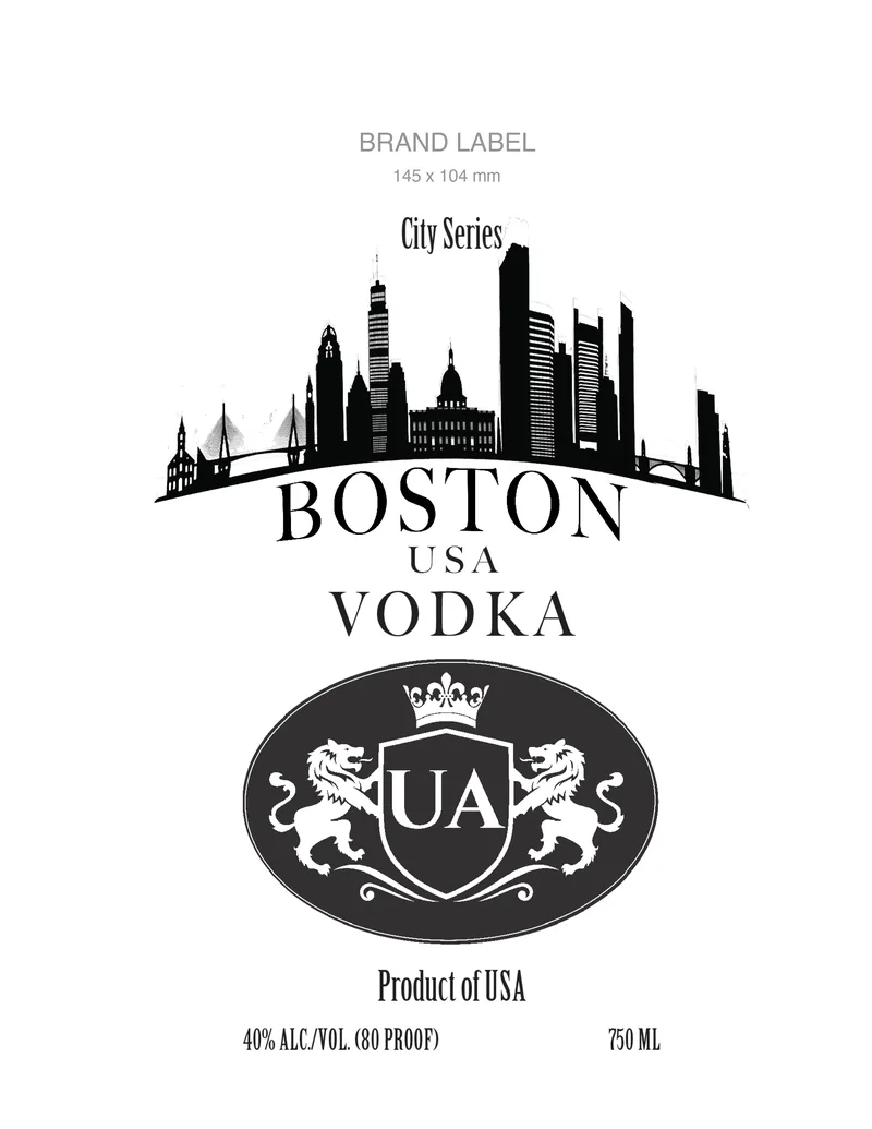 City Series Boston USA Vodka label