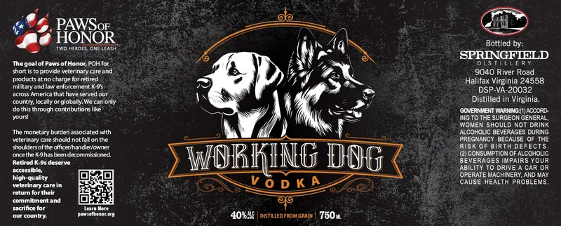 Working Dog Vodka label