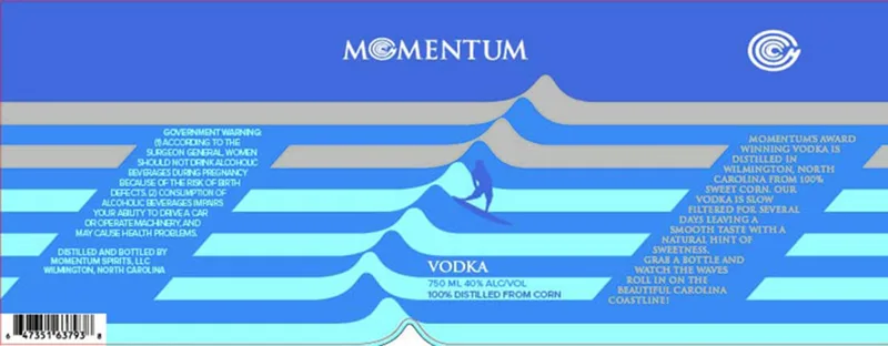 Momentum Vodka 80 label