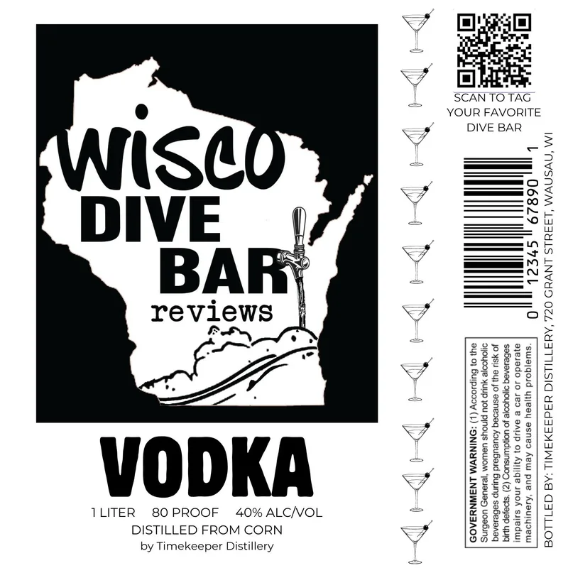 Timekeeper Distillery Wisco Dive Bar Reviews Vodka label