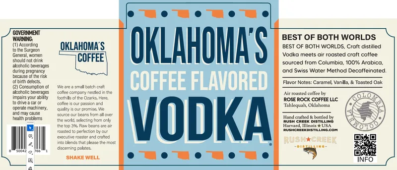 Oklahoma's Coffee Flavored Vodka label