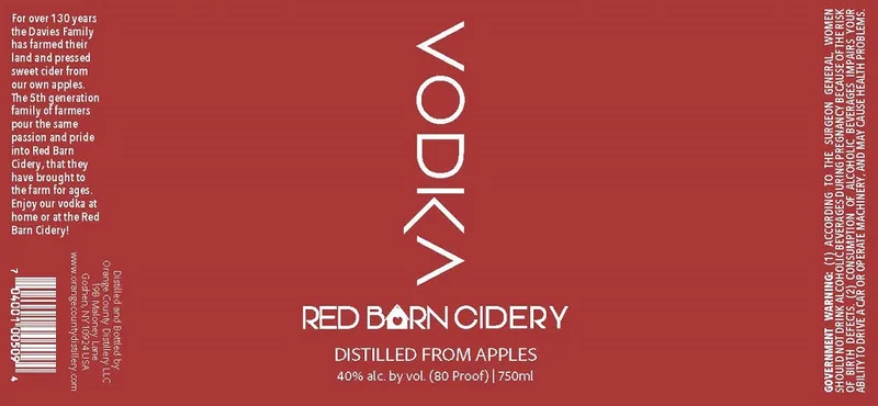 Red Barn Cidery Vodka label