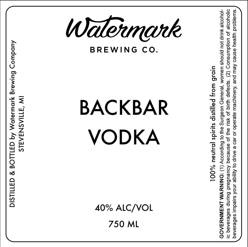 Backbar Vodka
