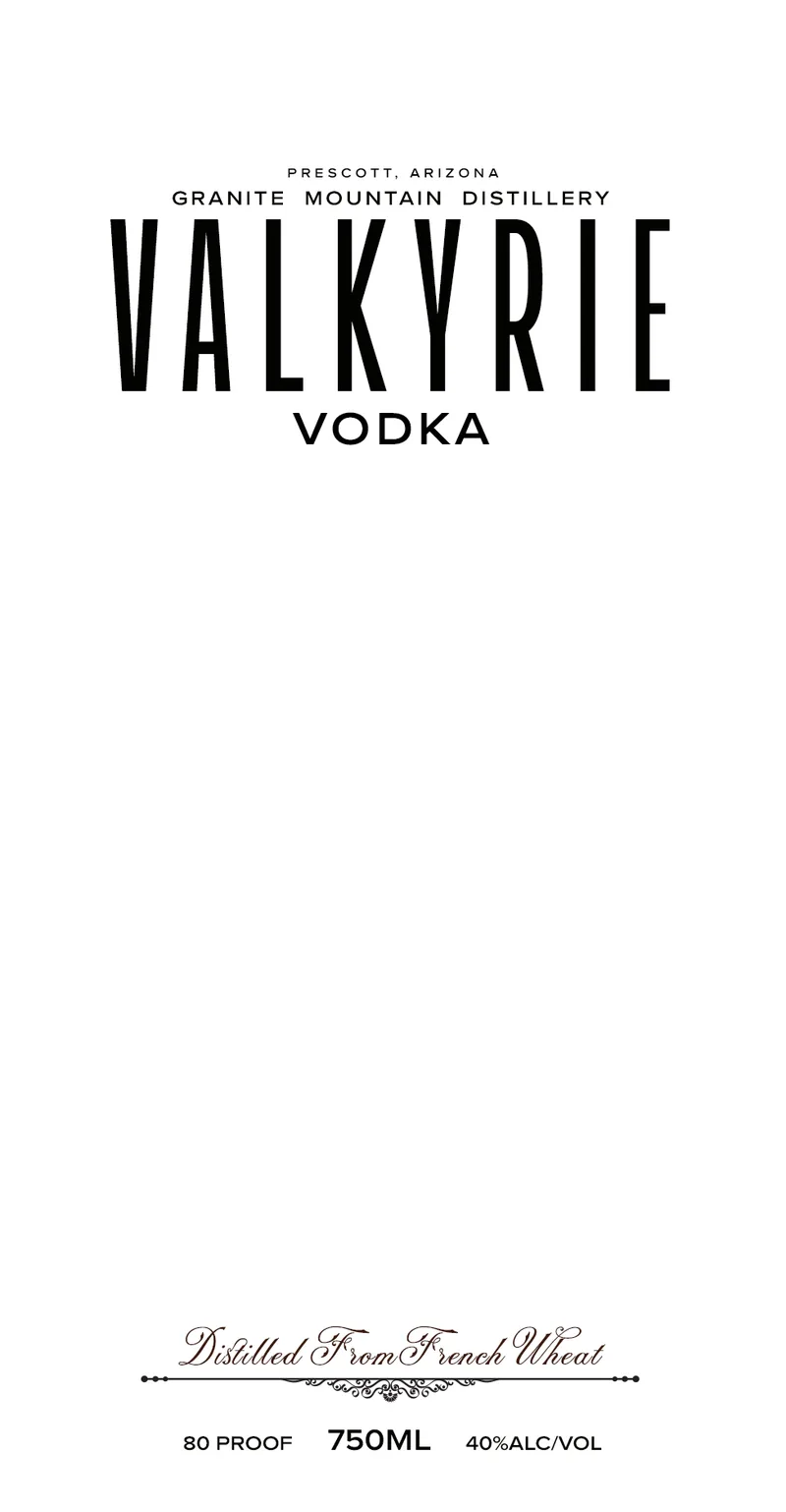 Granite Mountain Distillery Valkyrie Vodka label