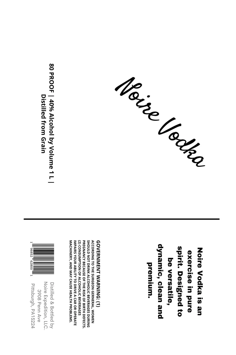 Noire Vodka label