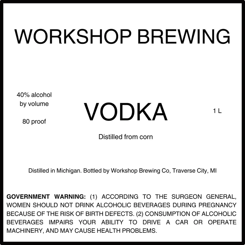 Workshop Brewing Vodka label