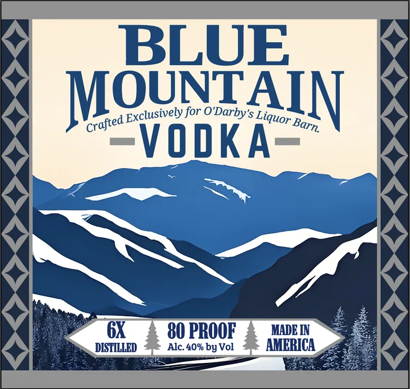 Blue Mountain Vodka label