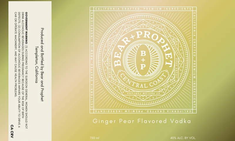 Bear + Prophet Ginger Pear Vodka label