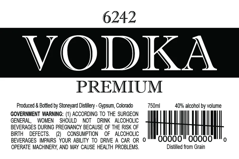 Stoneyard Distillery 6242 label