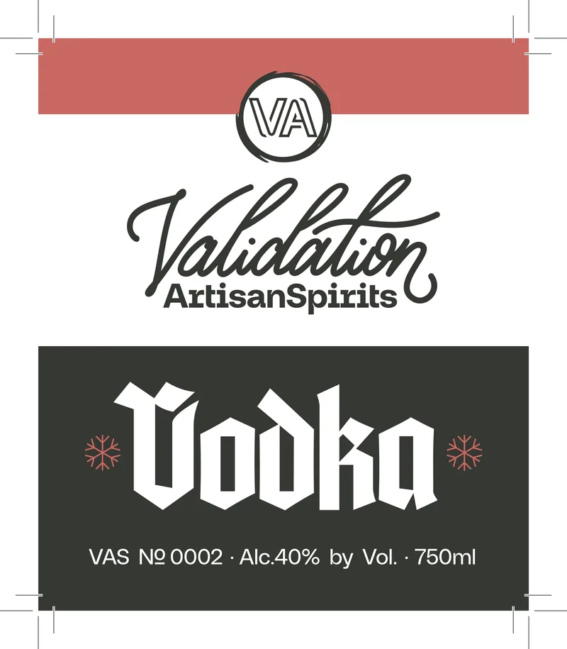 Validation Artisan Spirits Vodka label