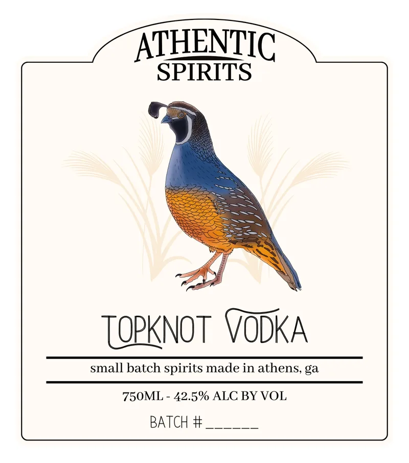 Athentic Spirits Topknot Vodka label