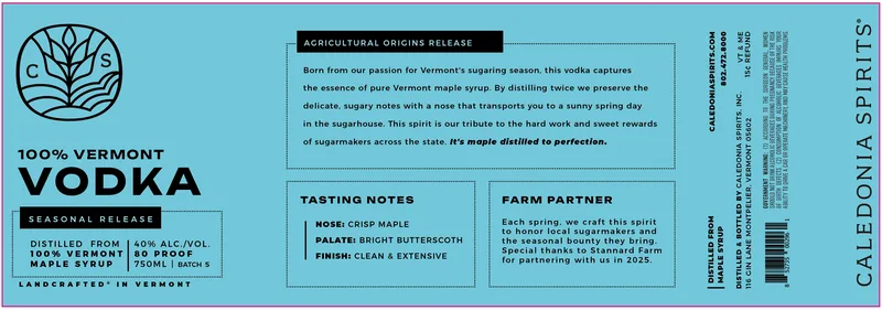 Caledonia Spirits label