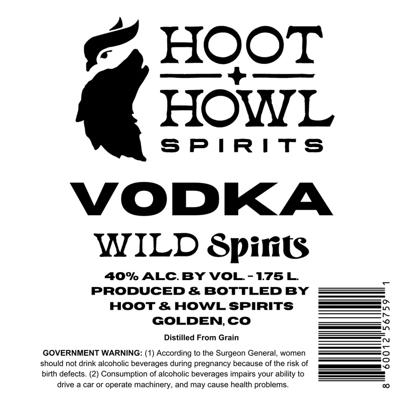 Hoot + Howl Spirits label