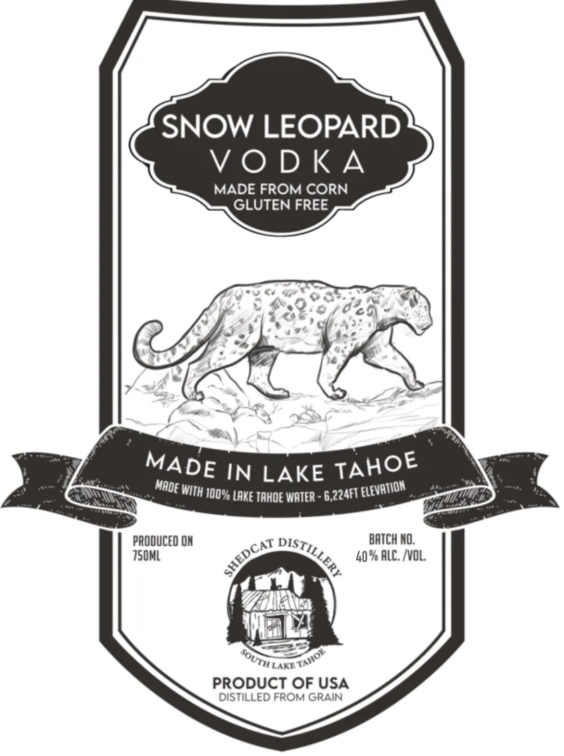 Shedcat Distillery Snow Leopard label