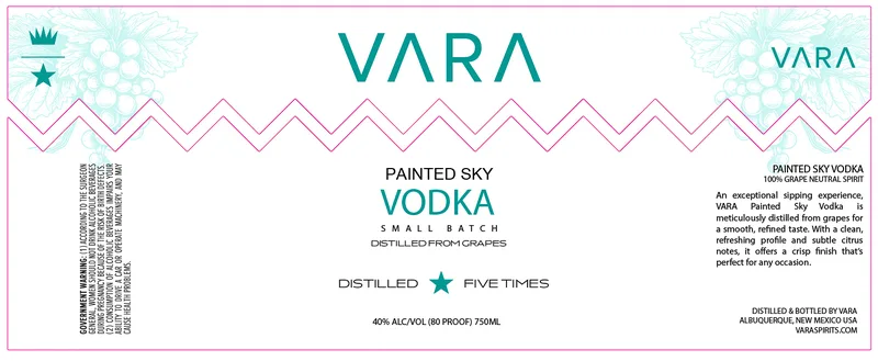 Vara Painted Sky Vodka label