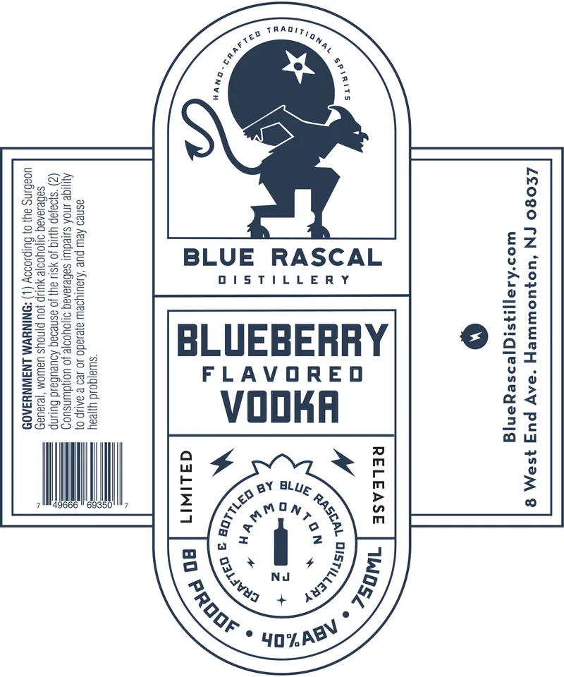 Blue Rascal Distillery label