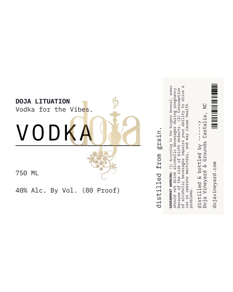 Doja Lituations Vodka For The Vibes label