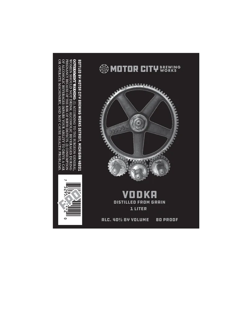 Motor City Brewing Works Vodka label