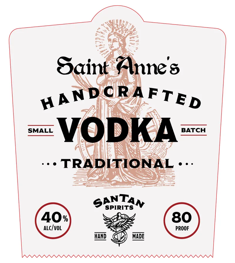 Saint Anne's Handcrafted Traditional Vodka label