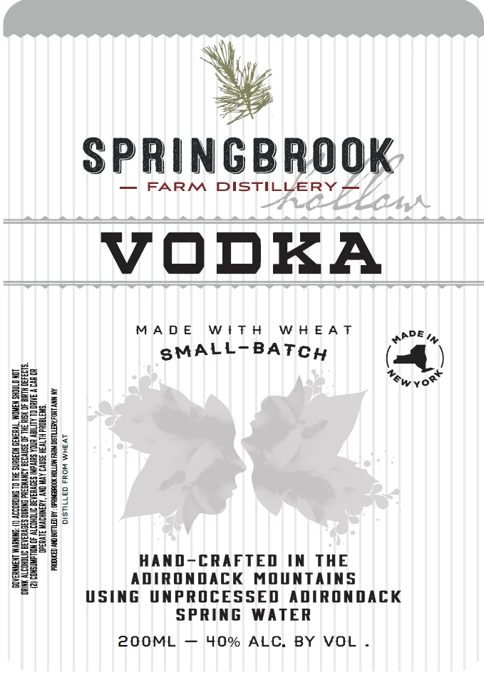 Springbrook Vodka label