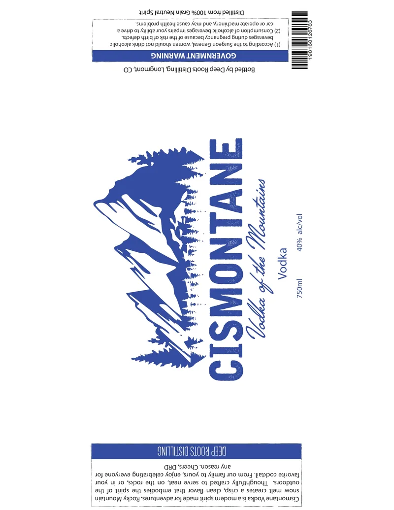 Cismontane Deep Roots Distilling label