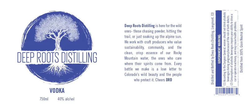 Deep Roots Distilling label
