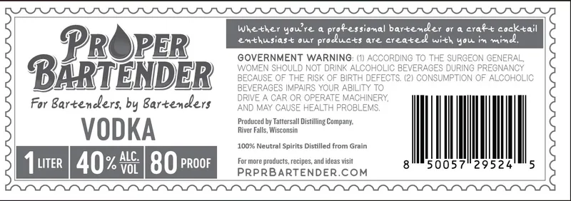 Proper Bartender label