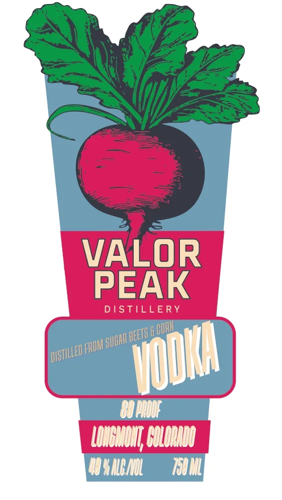 Valor Peak Distillery label