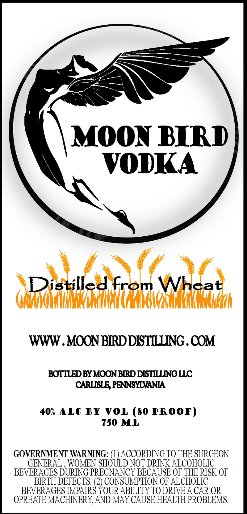 Moon Bird Vodka label