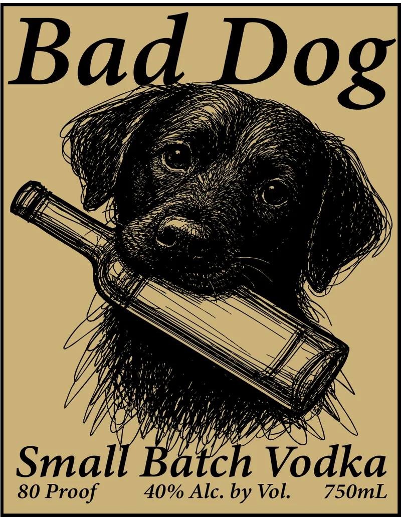 Bad Dog Small Batch Vodka label