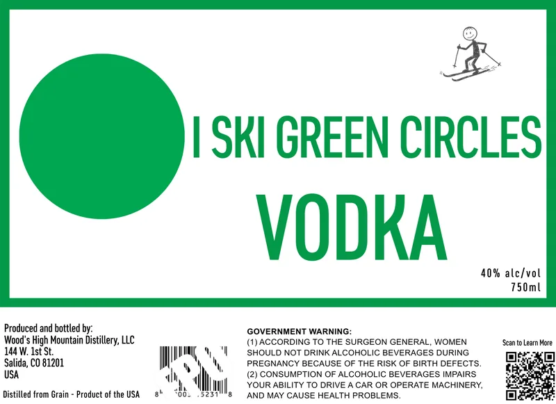I Ski Green Circles Vodka label