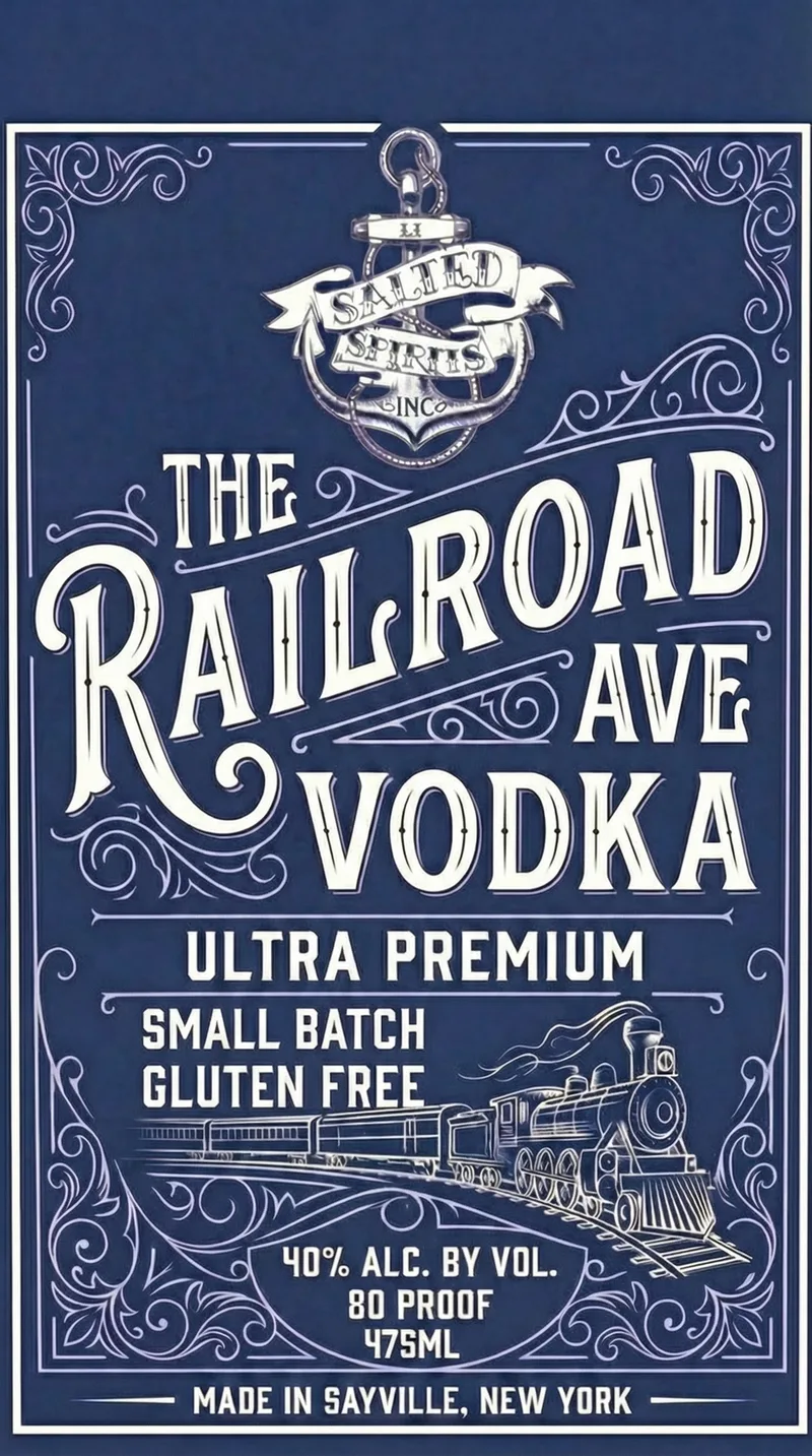 Railroad Ave Vodka label