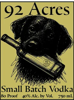 92 Acres Small Batch Vodka label