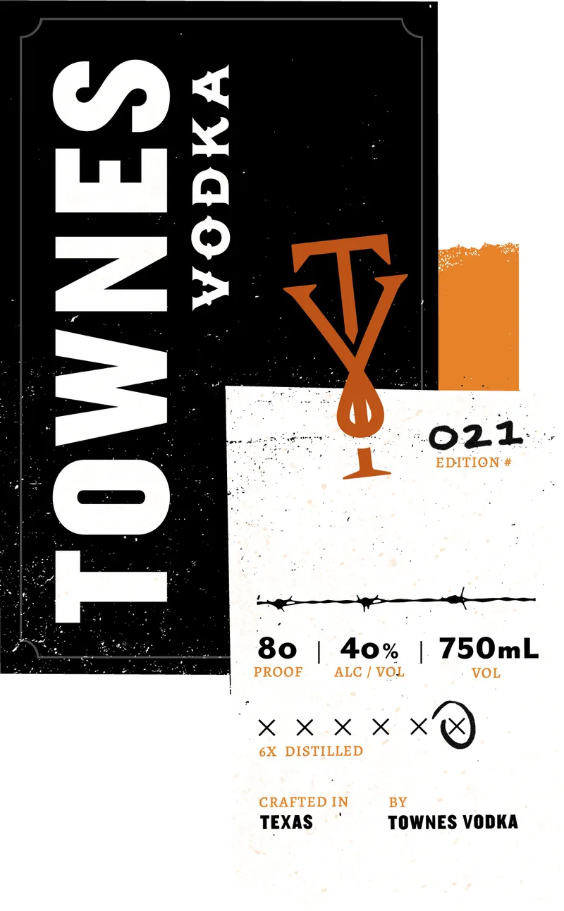 Townes Vodka label