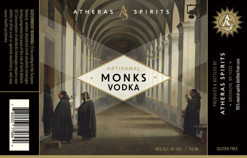 Monks Vodka label