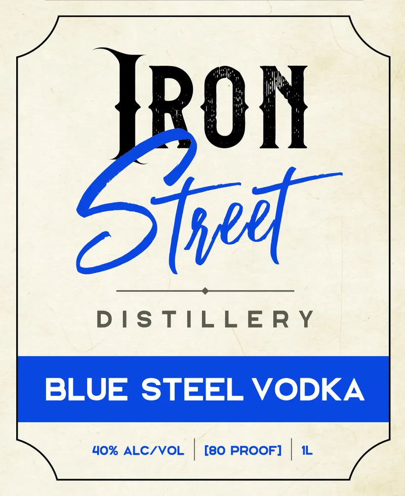 Blue Steel Vodka label