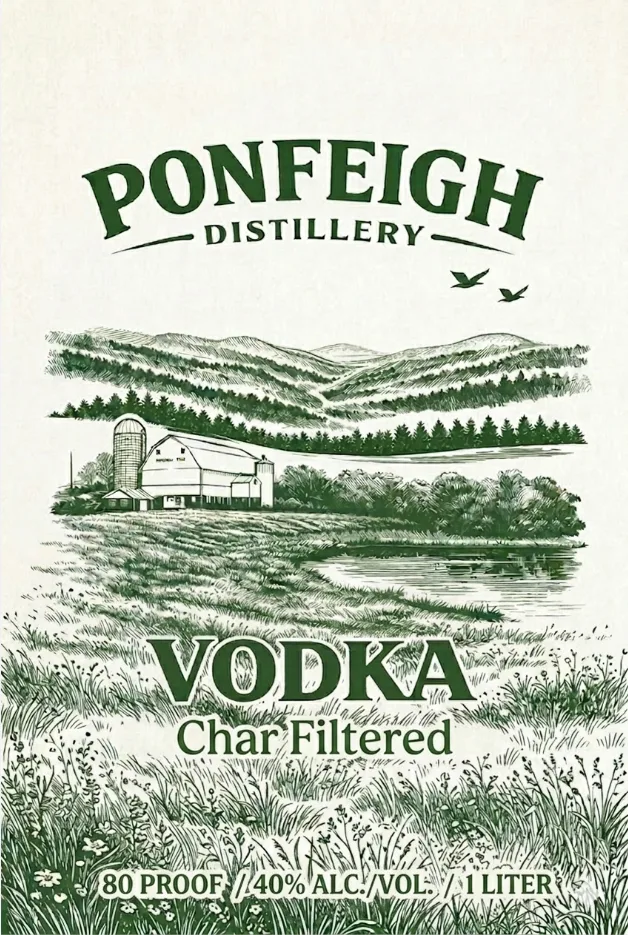 Ponfeigh Distillery label